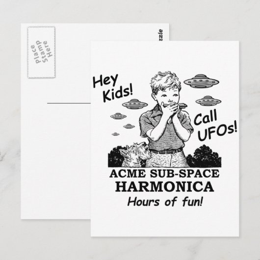 Acme Sub-Space Harmonica (roept UFO's) Briefkaart (Voorkant / Achterkant)