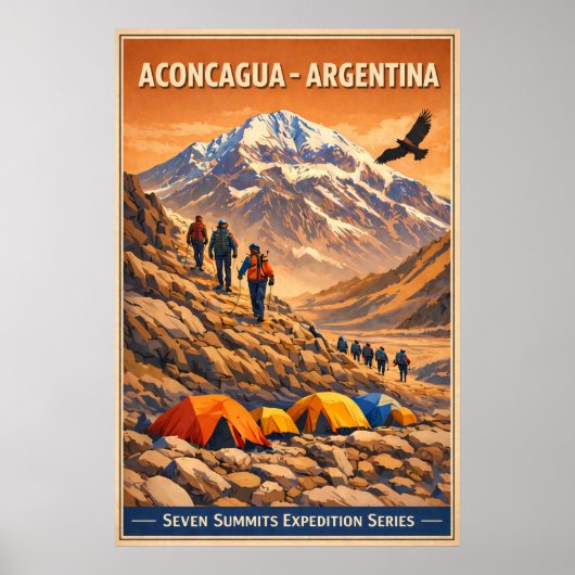 Aconcagua Argentina - Vintage Travel  Poster (Voorkant)