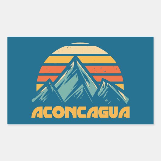 Aconcagua Retro Turquoise Rechthoekige Sticker (Voorkant)