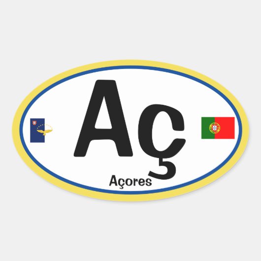 Acores (Azoren) Euro-stijl ovale Sticker (Voorkant)