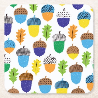Acorn Autumn: bladpatroon. Kartonnen Onderzetters