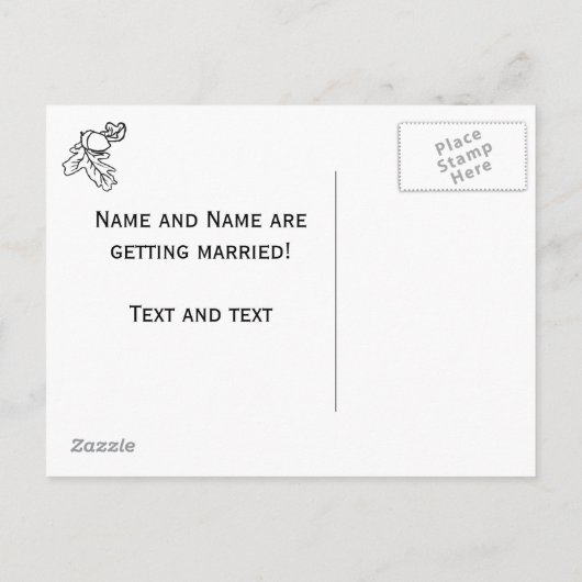 Acorn bruiloft bewaar de datum aankondigingskaart (Achterkant)