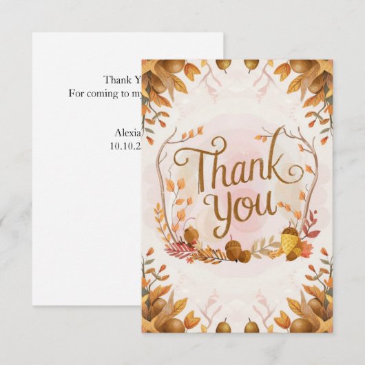 Acorn Chestnut Autumn Herfst Bedankkaart (Voorkant / Achterkant)