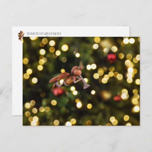 Acorn elf als een kerst engel - Kerstmis Briefkaart (Voorkant / Achterkant)