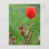 Acorn elf als tulip gardener spring briefkaart (Voorkant)
