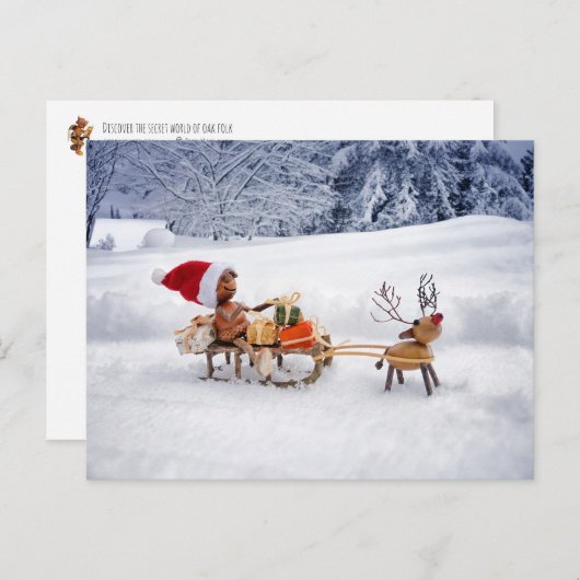 Acorn Elf brengt cadeaus als de Kerstman Briefkaart (Voorkant / Achterkant)