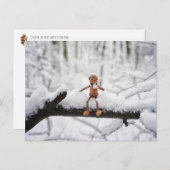 Acorn elf eet sneeuw - winterbriefkaart briefkaart (Voorkant / Achterkant)
