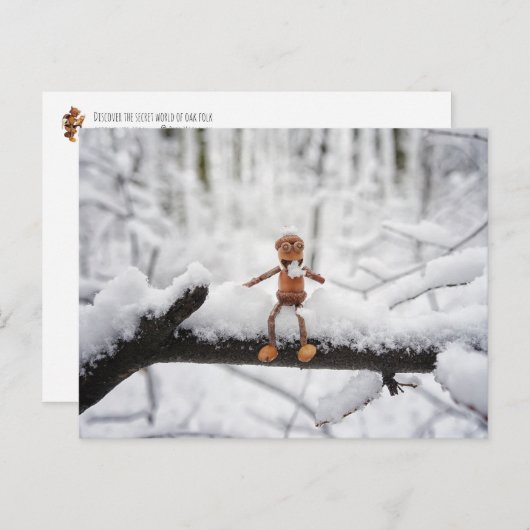 Acorn elf eet sneeuw - winterbriefkaart briefkaart (Voorkant / Achterkant)