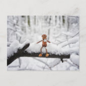 Acorn elf eet sneeuw - winterbriefkaart briefkaart (Voorkant)