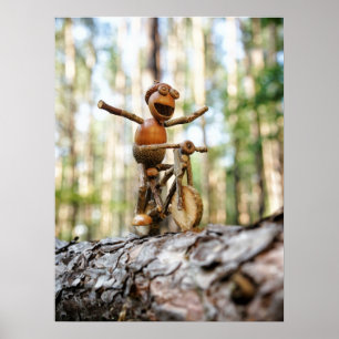 Acorn elf fietst zonder poster te houden