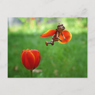 Acorn elf girl als tulp flairy spring briefkaart
