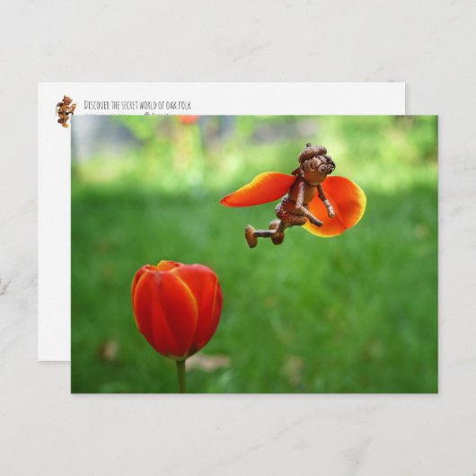 Acorn elf girl als tulp flairy spring briefkaart (Voorkant / Achterkant)