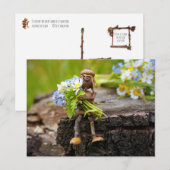 Acorn elf girl met briefkaart bloemen (Voorkant / Achterkant)
