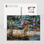 Acorn elf girl met briefkaart bloemen (Voorkant / Achterkant)