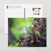 Acorn elf girl met briefkaart bloemen (Voorkant / Achterkant)