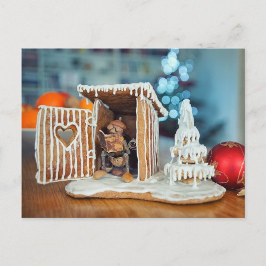 Acorn elf in Christmas earth-closet relaxing  Briefkaart (Voorkant)