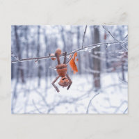Acorn elf in ijzige winter - winter briefkaart