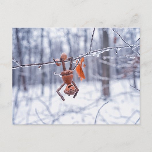 Acorn elf in ijzige winter - winter briefkaart (Voorkant)