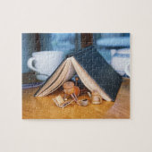 Acorn elf leest een boekpuzzel legpuzzel (Horizontaal)