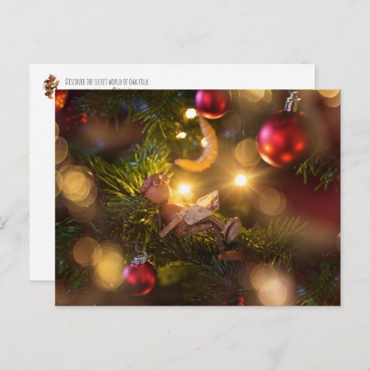 Acorn elf lezen boek op kerstboom briefkaart (Voorkant / Achterkant)