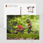 Acorn elf meisje dragen aardbeien briefkaart (Voorkant / Achterkant)