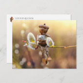Acorn elf met briefkaart van catkins Spring (Voorkant / Achterkant)