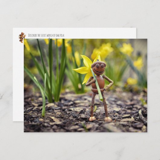 Acorn elf met briefkaart van melkveer (Voorkant / Achterkant)