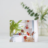 Acorn elf met tlip dragon briefkaart (Staand voorkant)