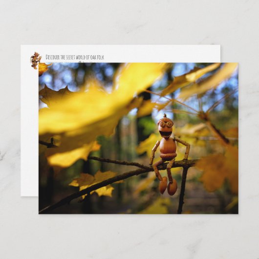 Acorn elf op een esdoorn boom herfst briefkaart (Voorkant / Achterkant)