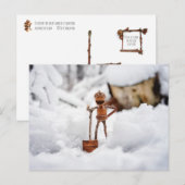 Acorn elf op een sneeuw - winterbriefkaart briefkaart (Voorkant / Achterkant)