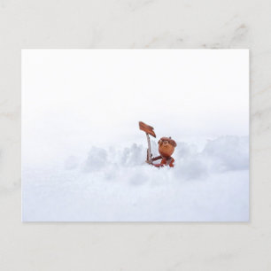 Acorn elf op een sneeuw - winterbriefkaart briefkaart