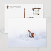 Acorn elf op een sneeuw - winterbriefkaart briefkaart (Voorkant / Achterkant)