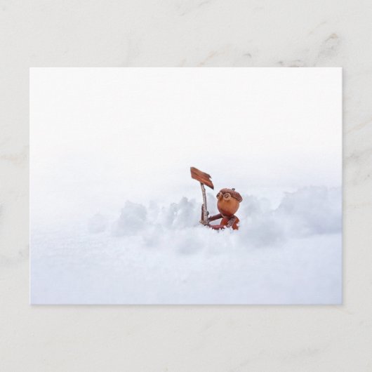Acorn elf op een sneeuw - winterbriefkaart briefkaart (Voorkant)