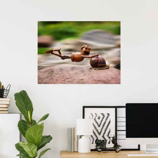 Acorn elf op het slakkenposter poster (Thuiskantoor)