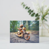Acorn elf riding the motorbike briefkaart (Staand voorkant)