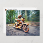 Acorn elf riding the motorbike briefkaart (Voorkant / Achterkant)