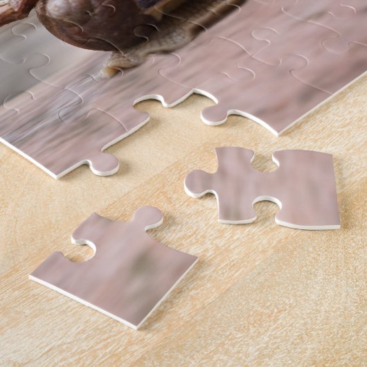 Acorn elf rijder op de nagelpuzzel legpuzzel (Zijkant)