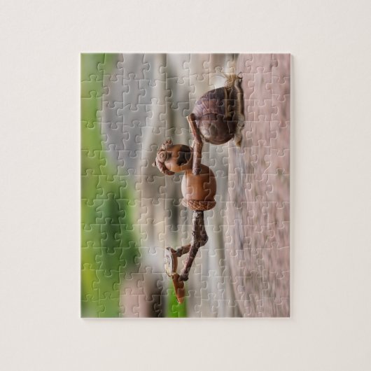 Acorn elf rijder op de nagelpuzzel legpuzzel (Verticaal)