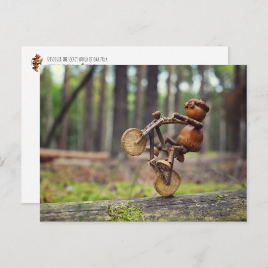 Acorn elf rijdt op het briefkaart van de fiets (Voorkant / Achterkant)