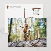 Acorn elf rijdt zonder de fiets vast te houden briefkaart (Voorkant / Achterkant)