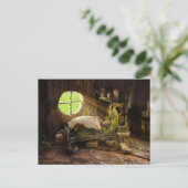 Acorn elf slapen in zijn huis briefkaart (Staand voorkant)