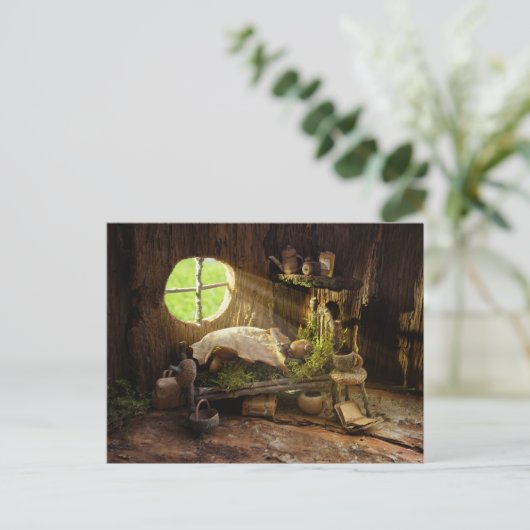 Acorn elf slapen in zijn huis briefkaart (Staand voorkant)