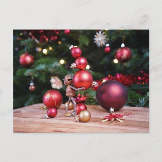 Acorn elf spelen met kerstversiering briefkaart (Voorkant)
