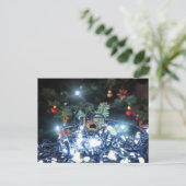 Acorn elf verstrikt in kerstverlichting - Kerstmis Briefkaart (Staand voorkant)