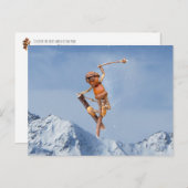 Acorn elf vliegt op het briefkaart van de skiswint (Voorkant / Achterkant)