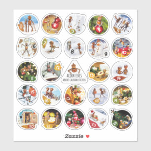Acorn elfen adventskalender met Kerstmis cijfers Sticker