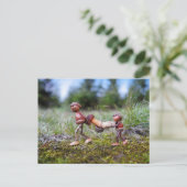 Acorn elfen met grote paddenstoel in de mand briefkaart (Staand voorkant)