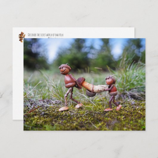 Acorn elfen met grote paddenstoel in de mand briefkaart (Voorkant / Achterkant)