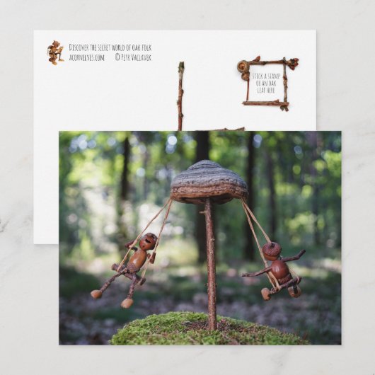 Acorn elfen spelen op de carrousel briefkaart (Voorkant / Achterkant)