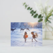 Acorn elven geven geschenken aan elkaar - Kerstmis Briefkaart (Staand voorkant)